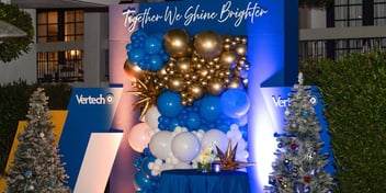 Together We Shine Brighter - A fine balloon decoration welcoming party-goers at the 2025 Vertech Christmas party.