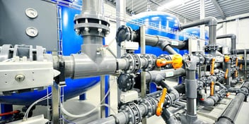Water treatment facility boiler room.