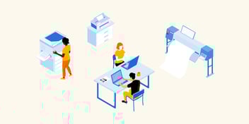 Illustration of 3 people using CUPS with Ignition for print management