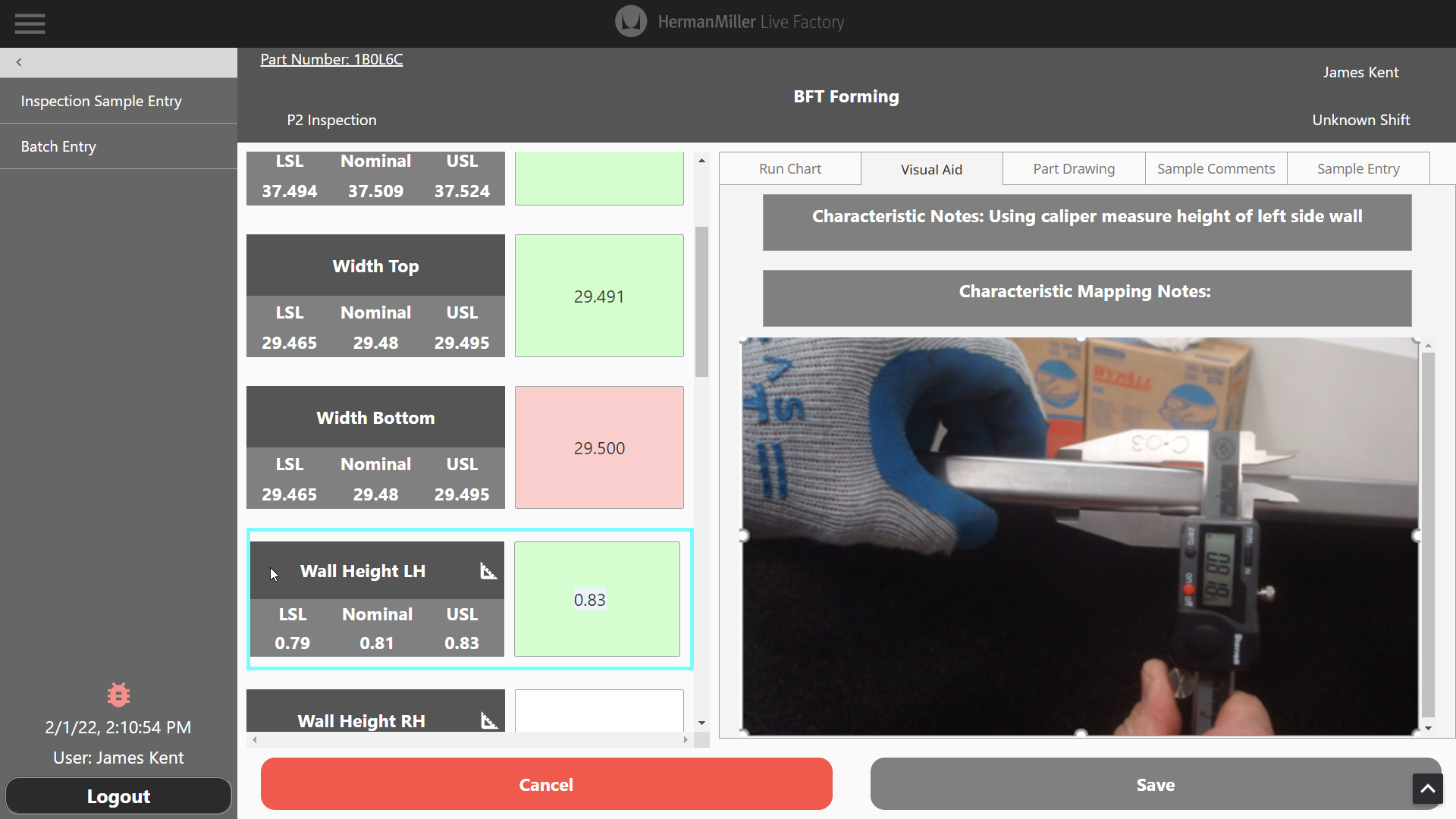 Case-study millerknoll UI Inspection Sample Entry Visual Aid Tab
