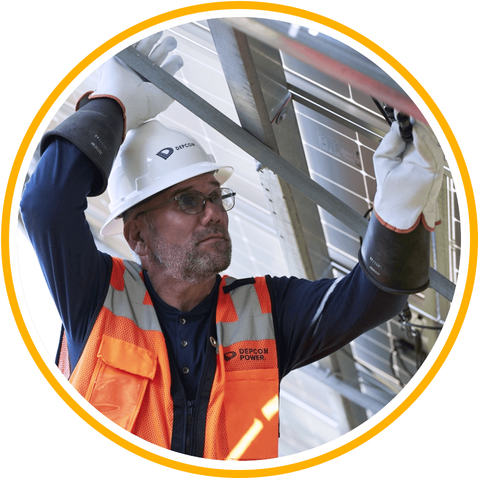DEPCOM employee working on solar panel at New York Multi-Site