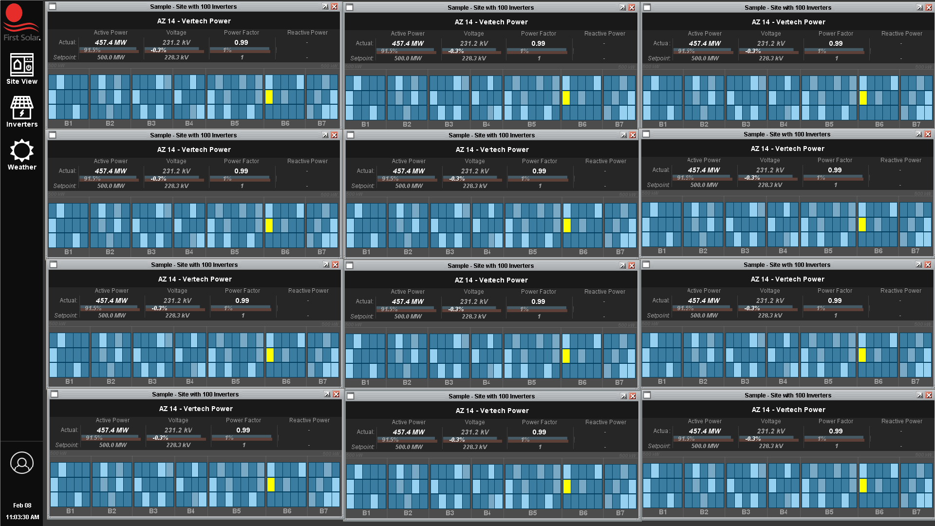 Inverter dashboard created for First Solar.