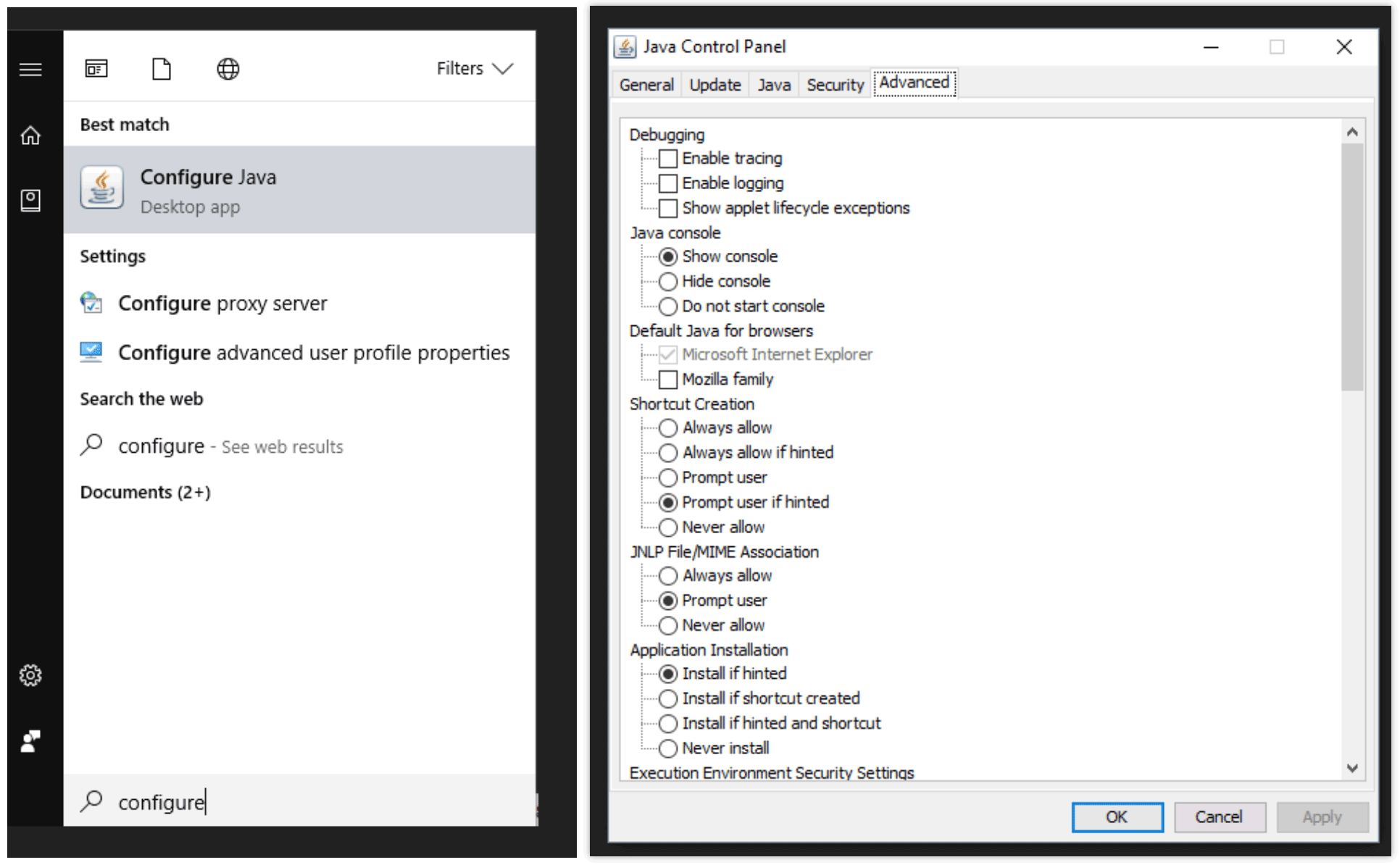 Screenshot of how to enable the Ignition Java Console
