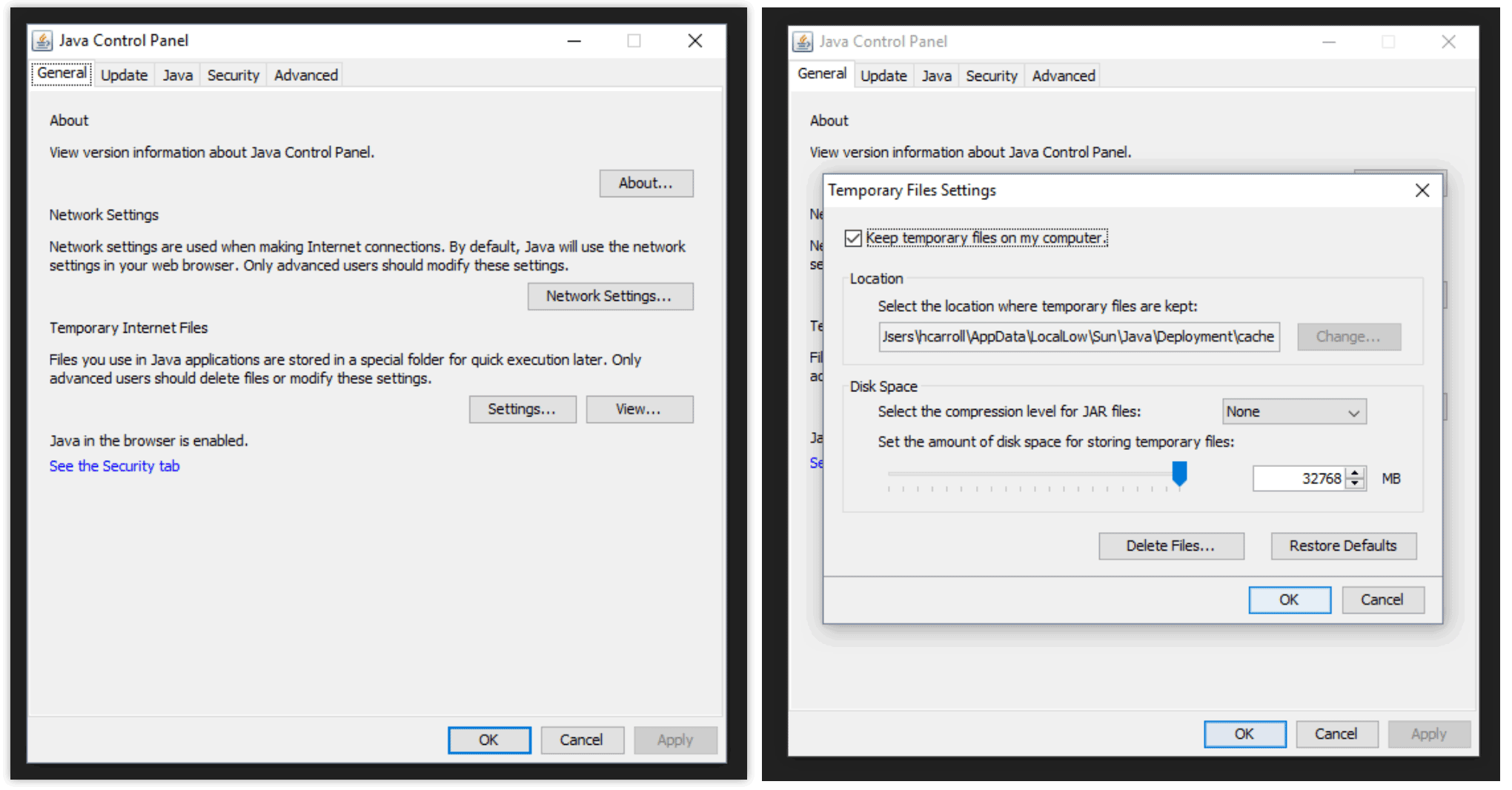 Screenshot of how to clear the cache in Ignition Java Control Panel