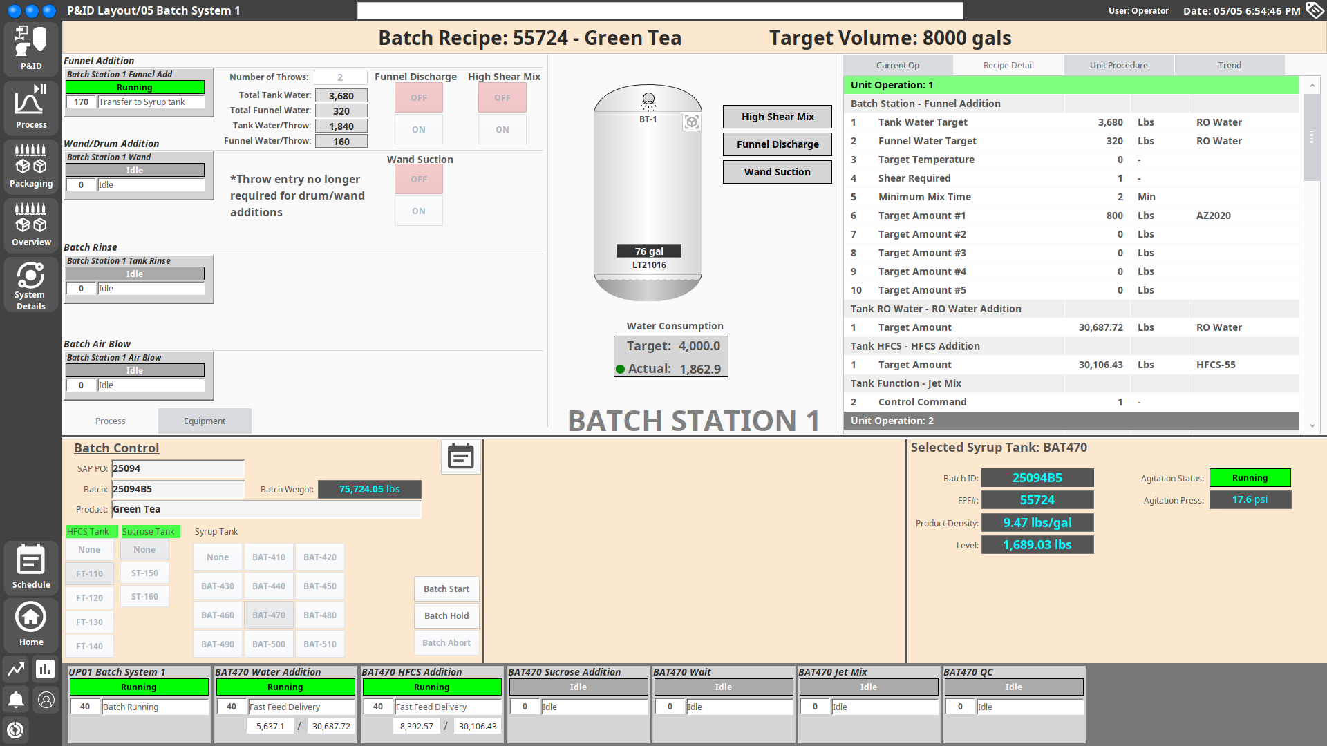 AriZona Beverage UI Batching Screen