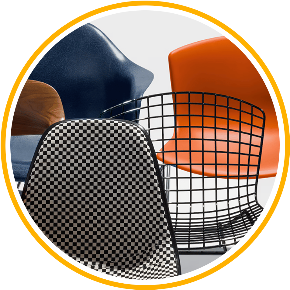 assortment of millerknoll chairs