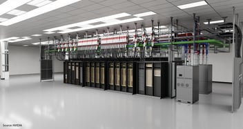 data center racks in bright room
