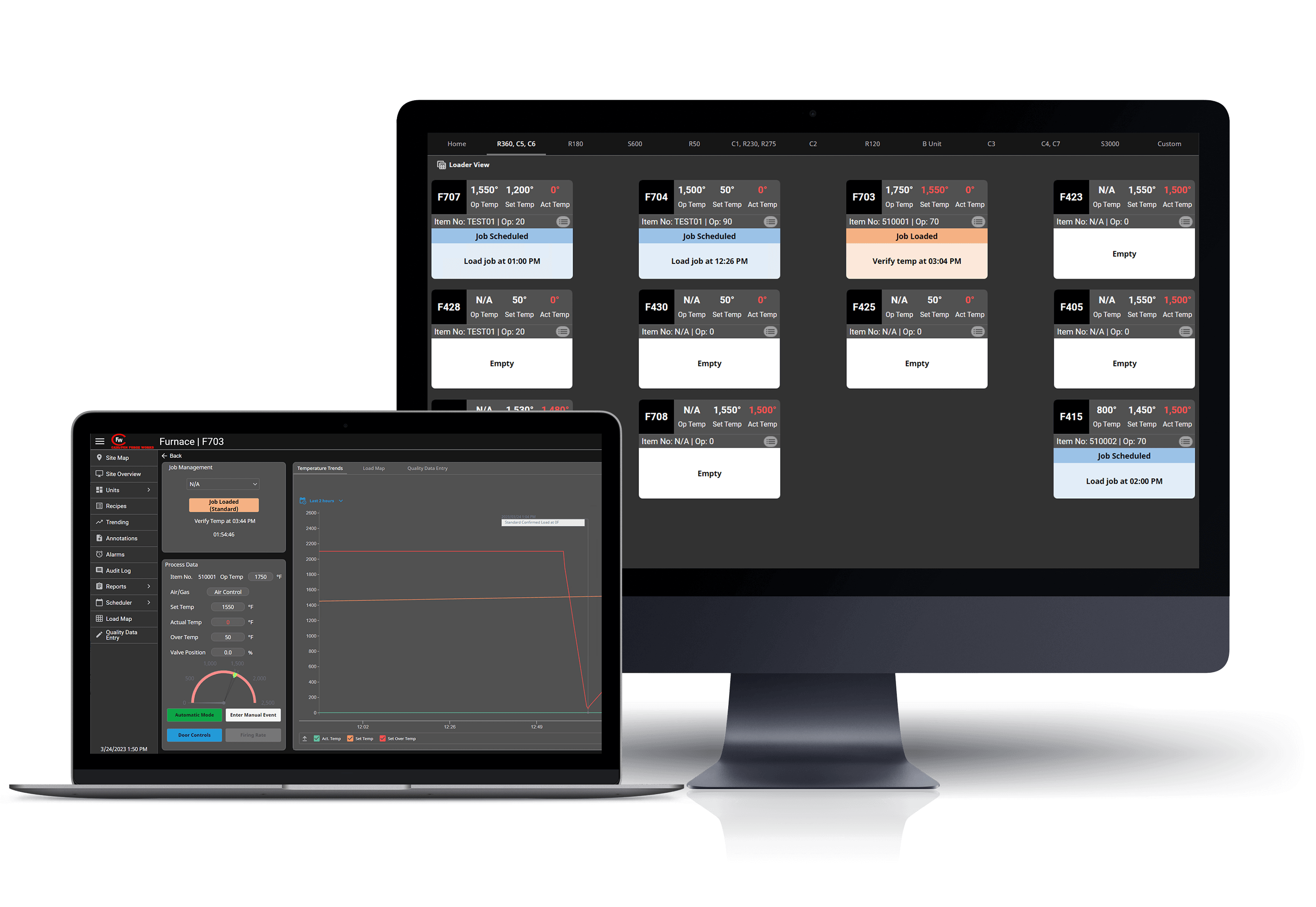 Screens created by Vertech for aerospace clients.
