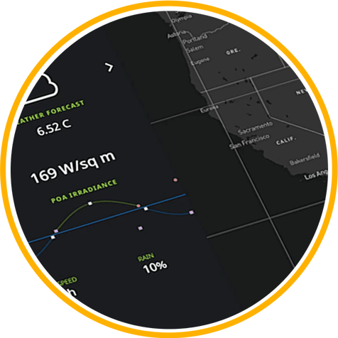 Detailed view of weather forecast solar SCADA screen by Vertech for SB Energy